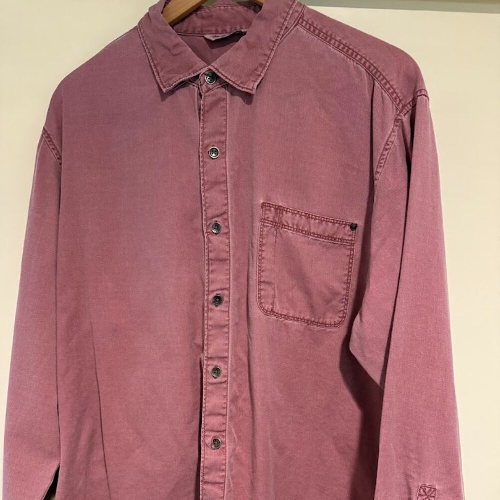 Tommy Bahama button down long sleeve cotton shirt in Bretin Red, size XLG
